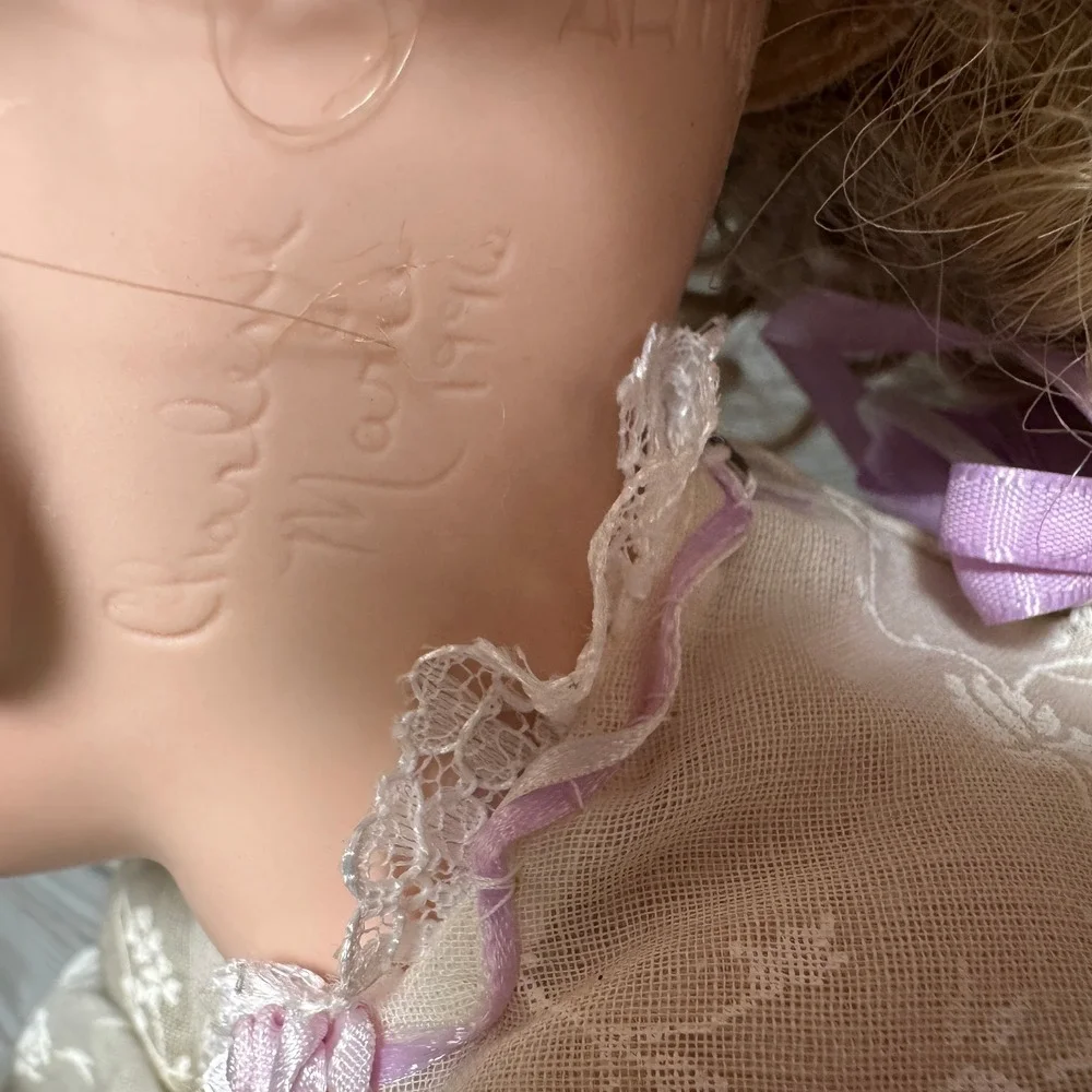 RARE Charlene Marie '97 Porcelain Doll Blonde Curls Lace Gown Collectible SIGNED